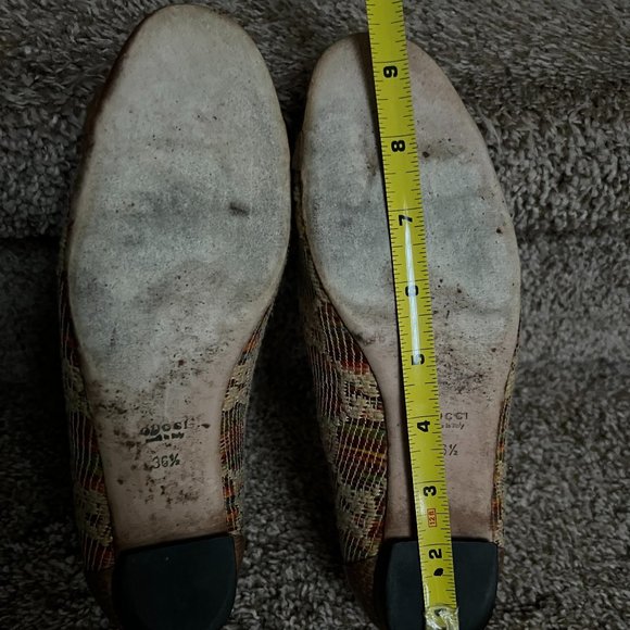 Gucci Women's Straw Raffia Style Woven Leather Trim Multicolor Flats. - Picture 14 of 15